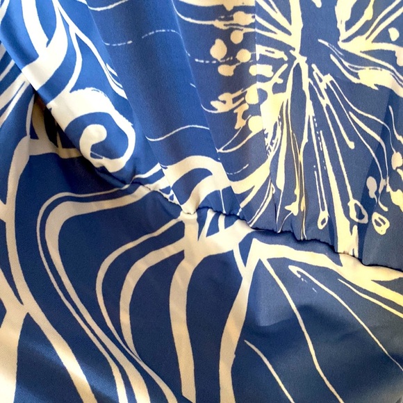 Y2K  Lori M Collection mermaid style dress. Bright blue w/ white floral design. - Picture 9 of 11